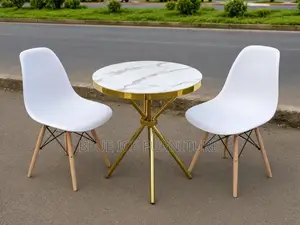 Dining Table;Modern Round Marble Dining Table Set White Eames Chairs –