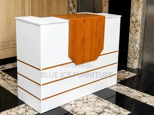 Reception Desk;Modern White Reception Desk With Wood Finish Panel