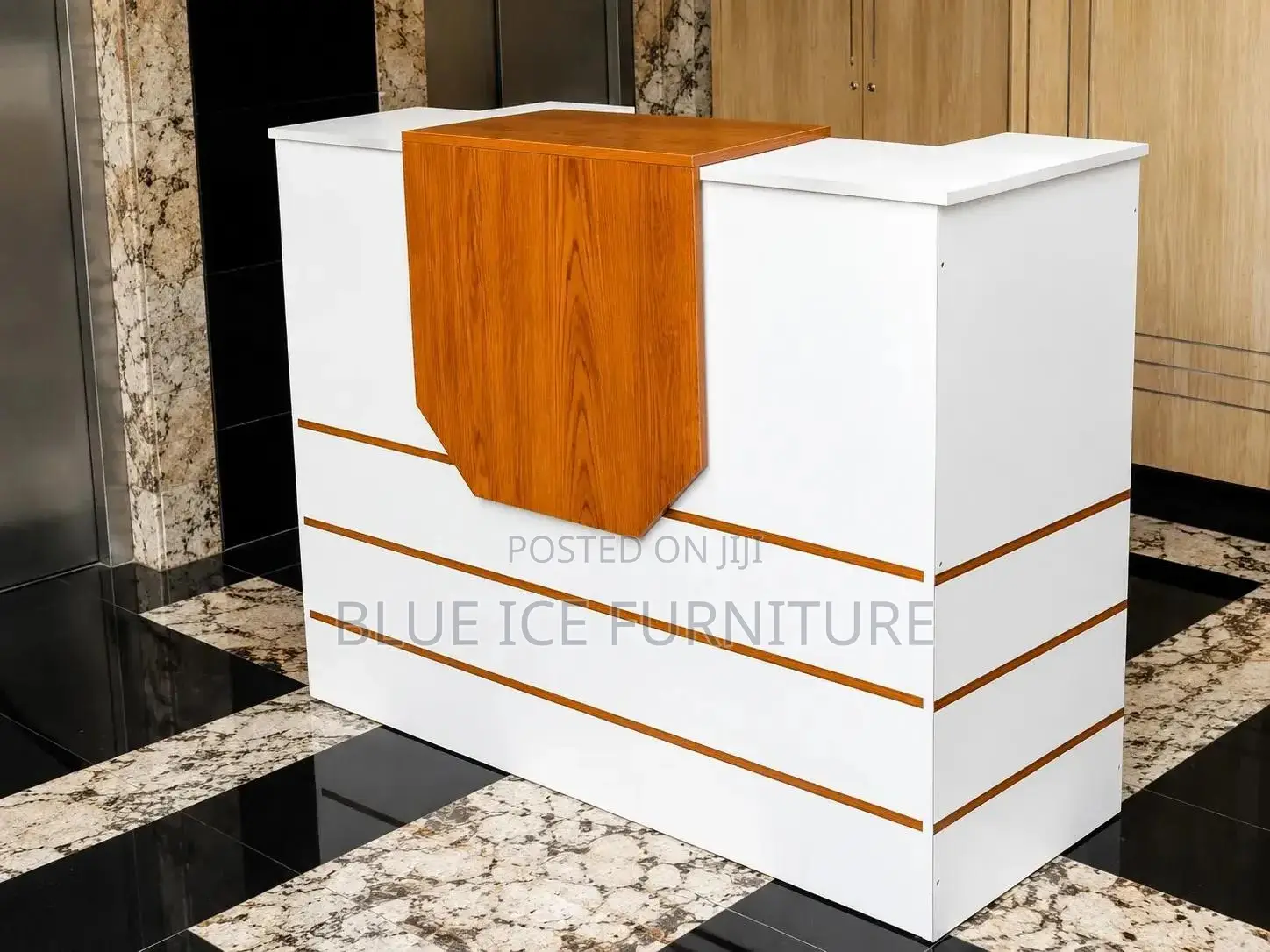 Reception Desk;Modern White Reception Desk With Wood Finish Panel