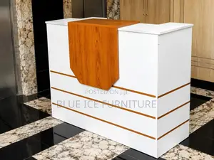 Reception Desk;Modern White Reception Desk With Wood Finish Panel