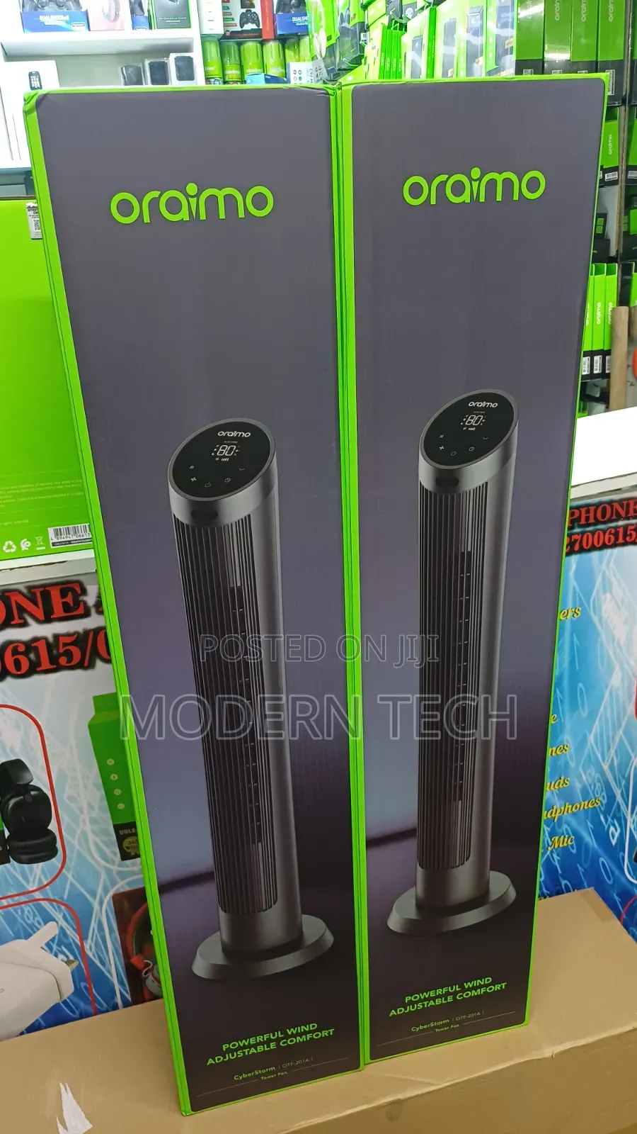 Oraimo 40" Tower Fan 50W – Powerful Airflow, 3 Wind Modes,