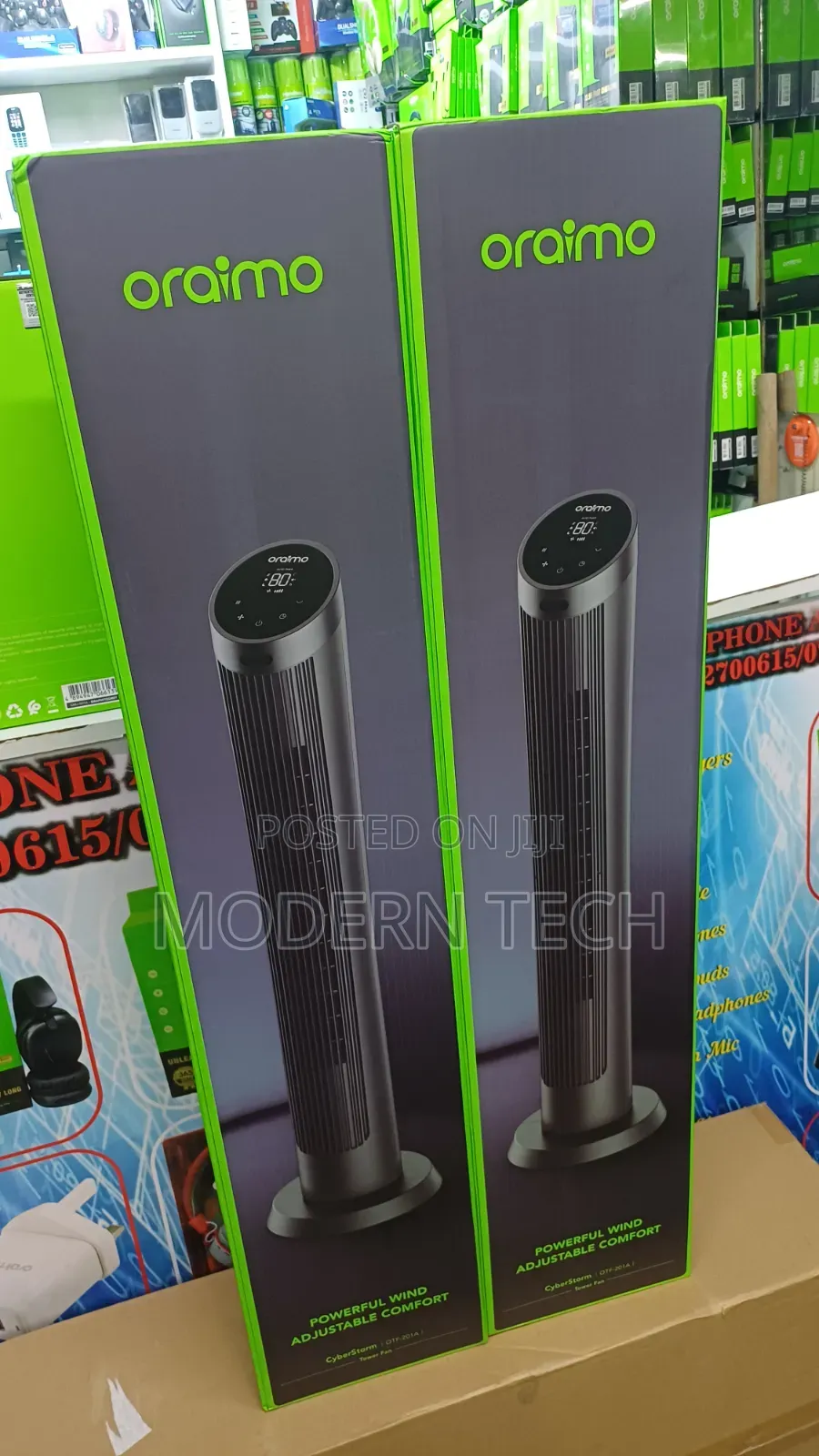 Oraimo 40" Tower Fan 50W – Powerful Airflow, 3 Wind Modes,