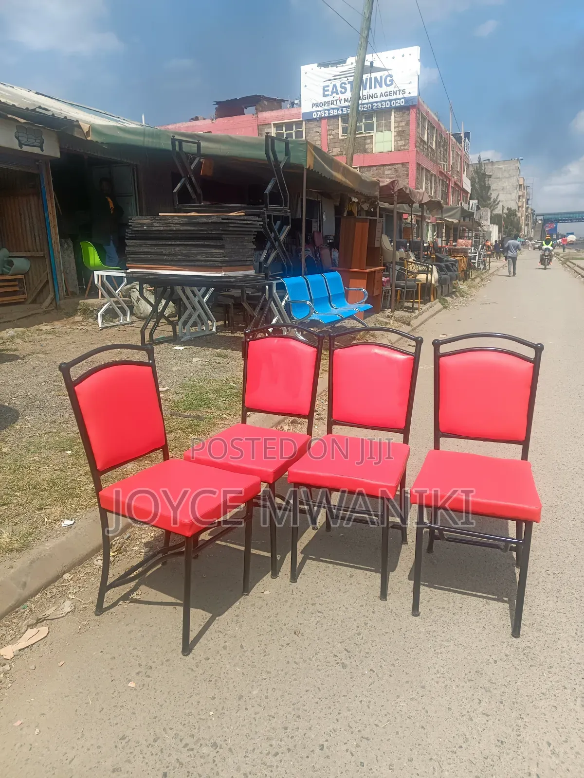 Hotel or Restaurant Red Chairs With Black Painted Frame