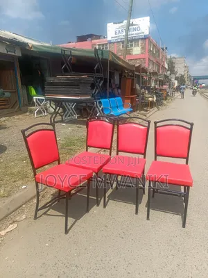 Hotel or Restaurant Red Chairs With Black Painted Frame