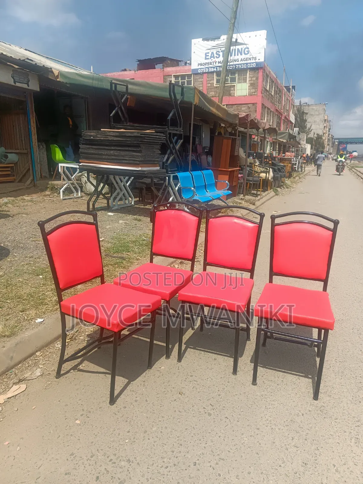 Hotel or Restaurant Red Chairs With Black Painted Frame