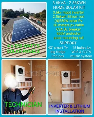 3.6kva Inverter - 2.56kwh Lithium -(4)550w Solar - Install Transport