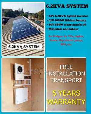 6.2kva Inverter - 5.12kwh Lithium + (6)550w Solar Free Installation
