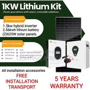 1.5kw Inverter - 2.56kwh Lithium - (2)620w Solar - Free Installation