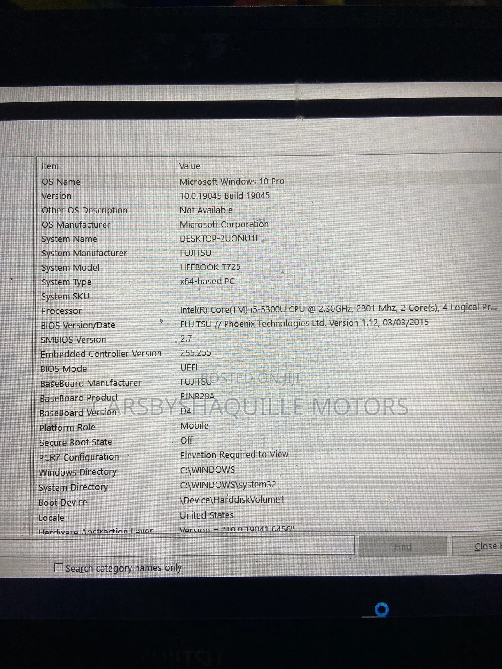 Laptop Fujitsu 8GB Intel Core i5 SSD 500GB