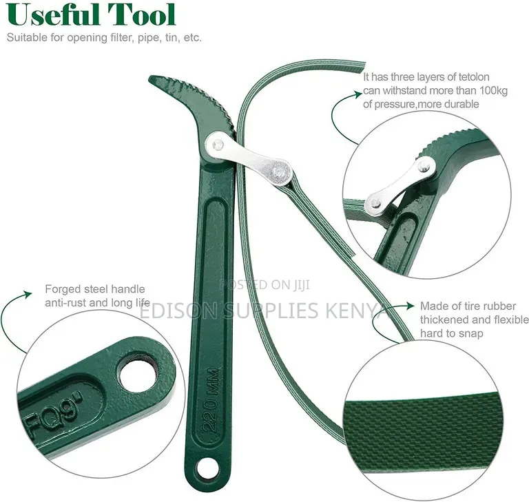 Belt Strap Wrench 9" Deli Oil Filter Wrench Puller Strap Gripper Clamp