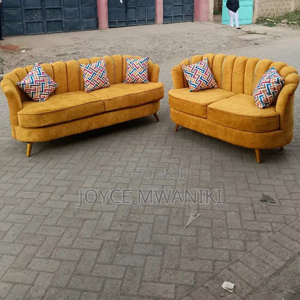 Sofa Set, 5 Seater With High Density Spring Cushions. M