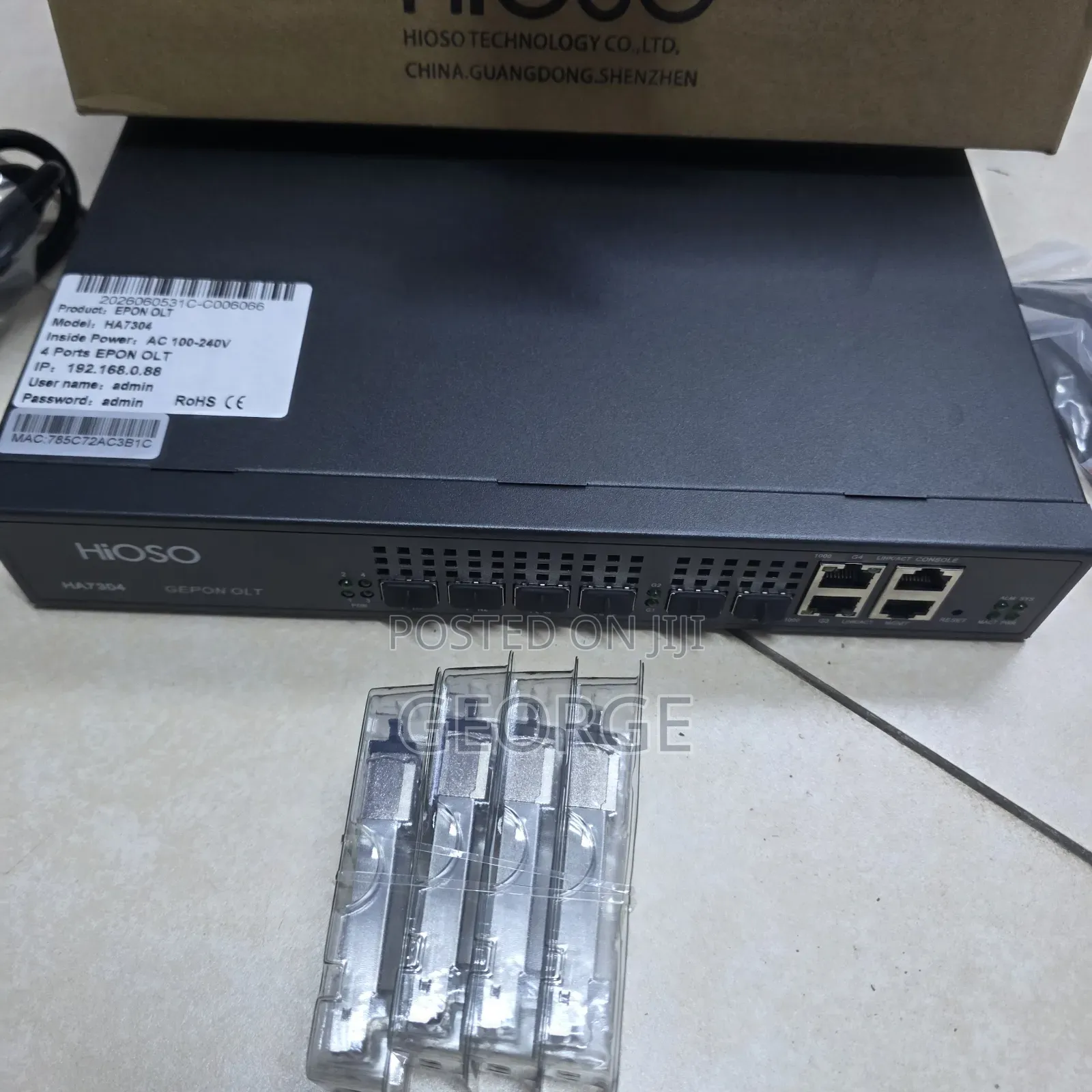 HiOSO 4-Port OLT EPON FTTH 1U Rack Mount