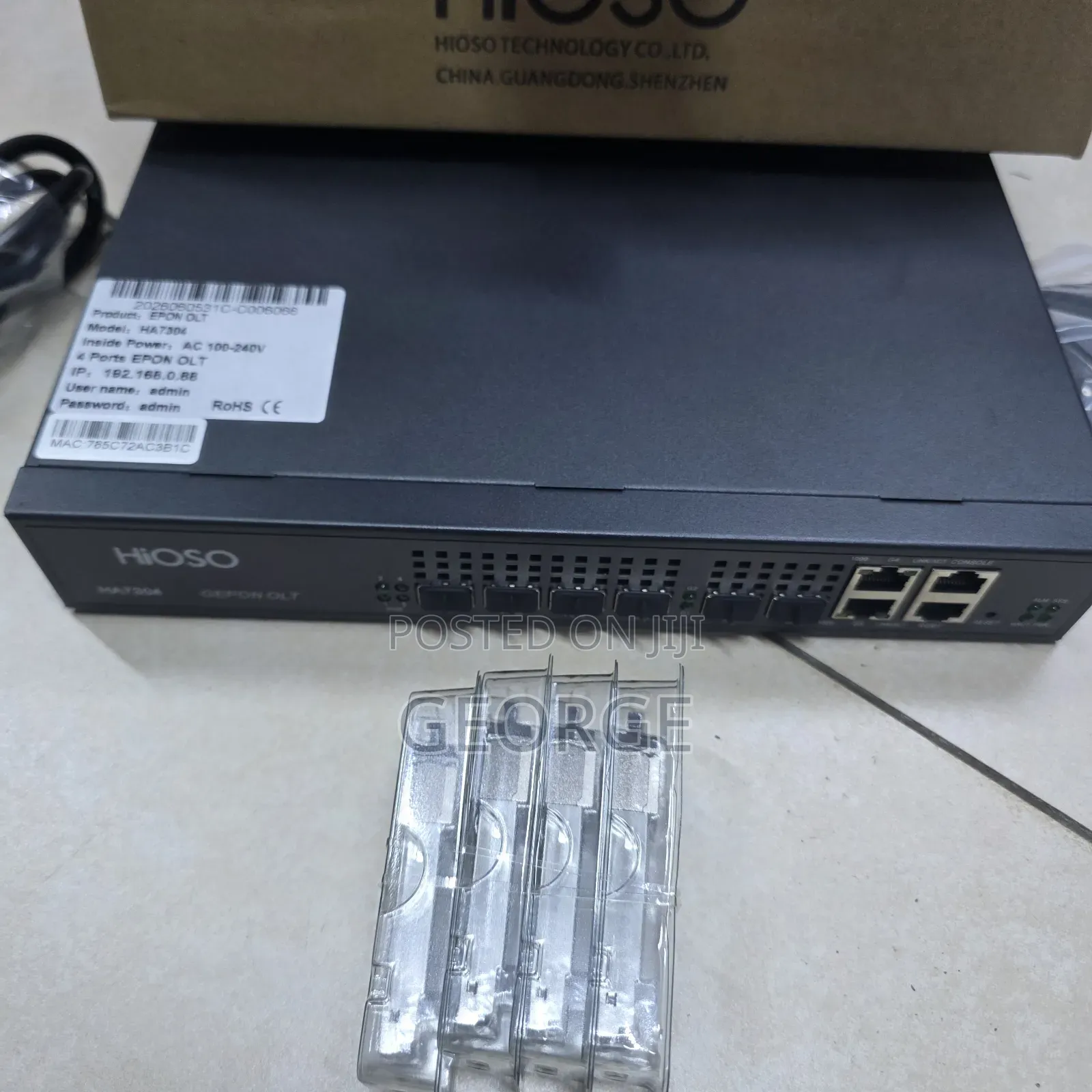 HiOSO 4 Port EPON OLT 256 ONU FTTH Fiber Optic