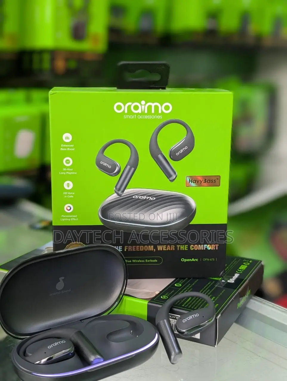 Oraimo OpenArc Bluetooth 5.4 Earbuds With Open-Ear Design in Black