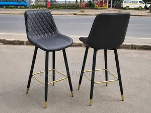Bar Stool;Modern Black Bar Stool Chair With Gold Footrest