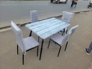 Glass Dining Table Gray 4/1 Seater