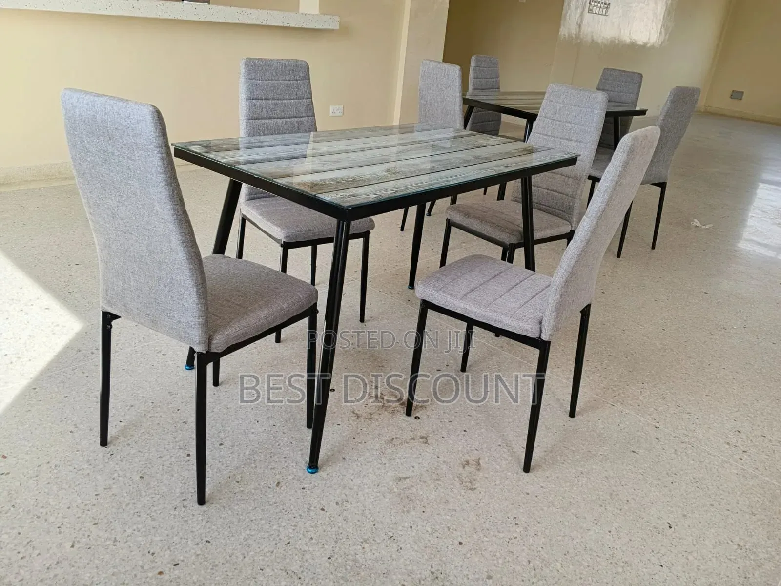 Glass Dining Table Gray 4/1 Seater