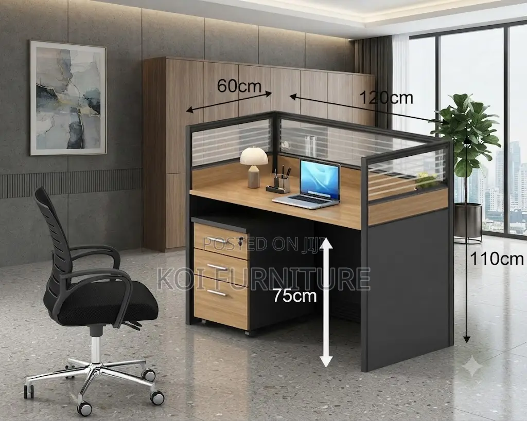 Office Workstation; Brownish One User Office Station Desk
