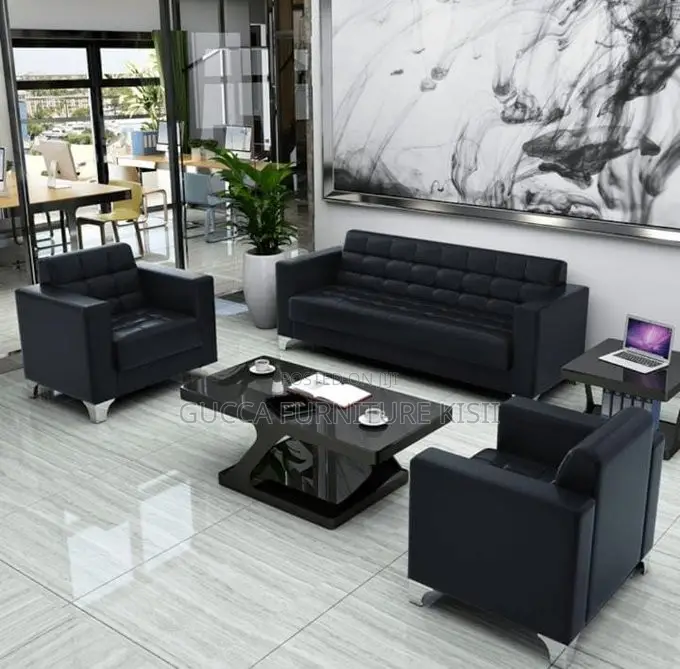 Office Sofa; 5-Seater Office Leather Sofa