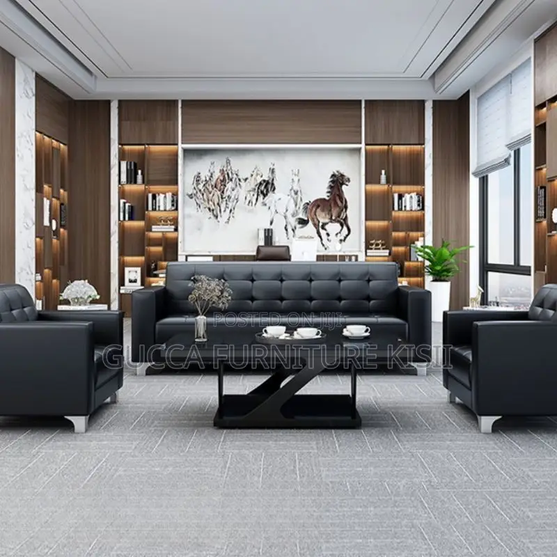 Office Sofa; 5-Seater Office Leather Sofa