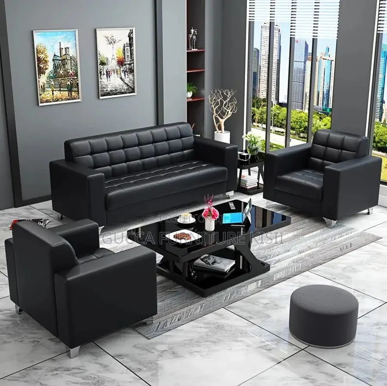 Office Sofa; 5-Seater Office Leather Sofa