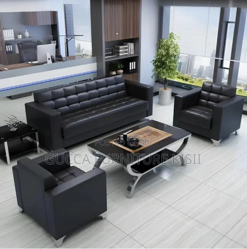 Office Sofa; 5-Seater Office Leather Sofa