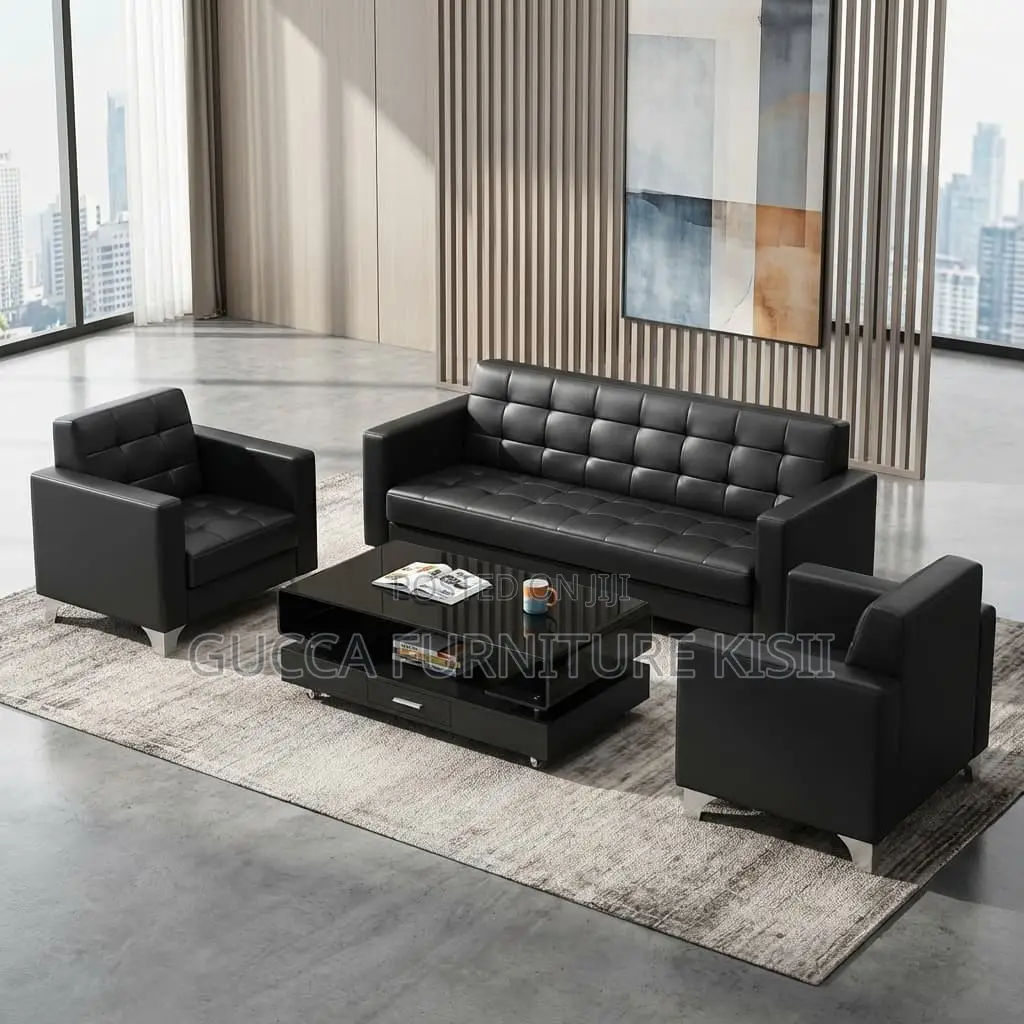 Office Sofa; 5-Seater Office Leather Sofa