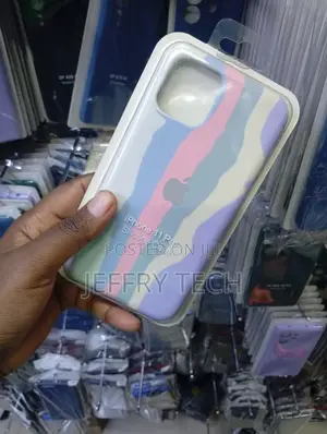 Pastel-Colored Stripes Silicone Case for the Apple iPhone 11 Pro.