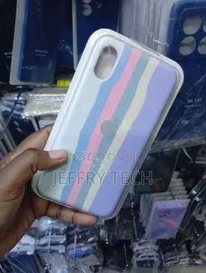 Pastel-Striped Silicone Case Designed for the iPhone XR.