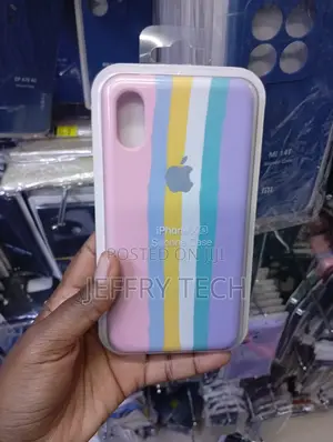 Liquid Silicone Rainbow Striped Phone Case for the Apple iPhone X