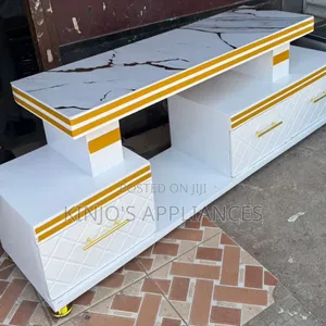 Executive TV Stand With Marble Coating and Light