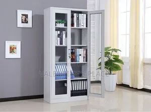 Brand New Modern Glass-Door Office / File Cabinet – Clean White