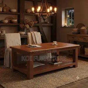 Coffee Table; Executive Mahogany Coffee Table With Under Shelf