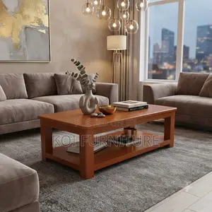 Coffee Table; Executive Mahogany Coffee Table With Under Shelf