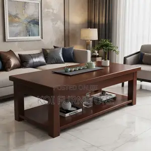 Coffee Table; Executive Mahogany Coffee Table With Under Shelf