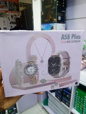 A58 Plus Bluetooth Calling Smartwatch 4-Piece Jewelry Set