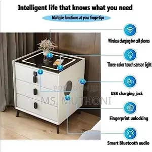 Smart Nightstand/Wireless Charging Station , Speaker Led Lights