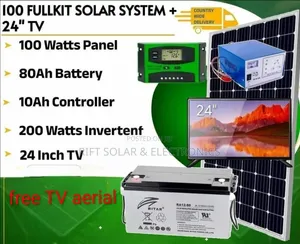 100 Watts Full Package - 24" Digital TV - 80ah Gel Battery - TV Aerial