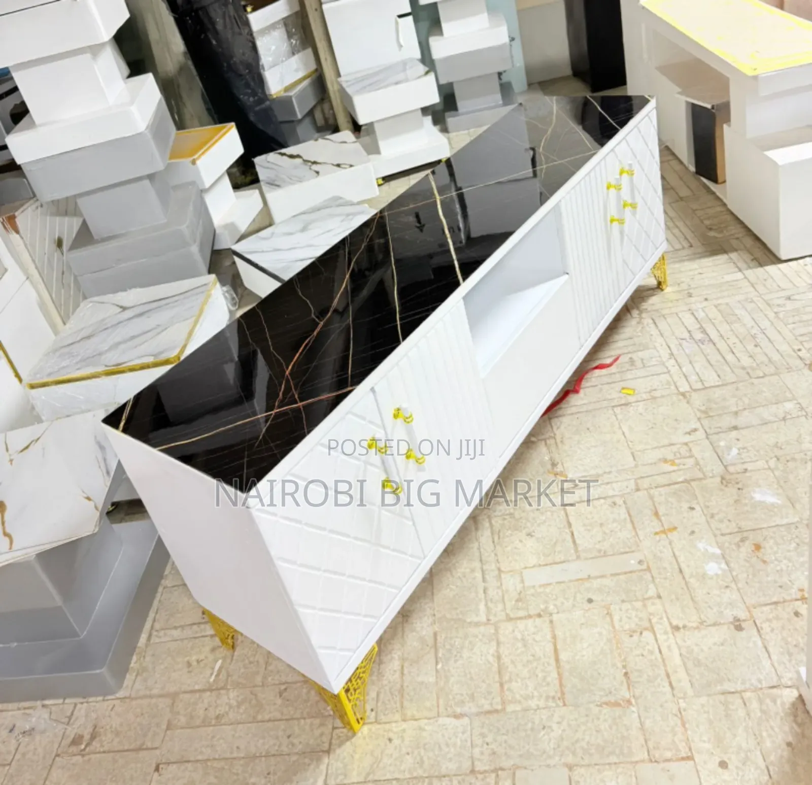 Executive Box TV Stand With Marble Top Sheet
