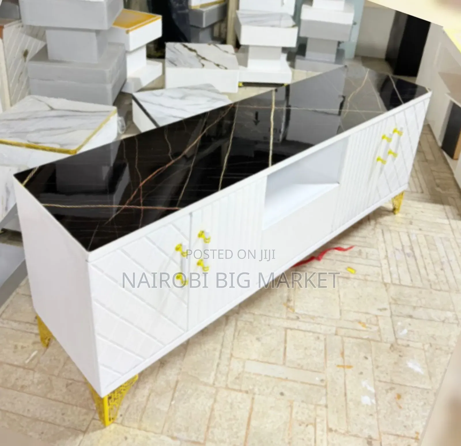 Executive Box TV Stand With Marble Top Sheet