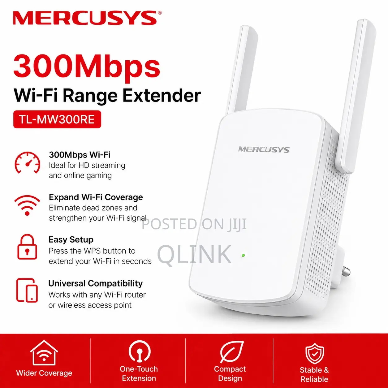 MERCUSYS 300Mbps Wi-Fi Range Extender - TL-MW300RE