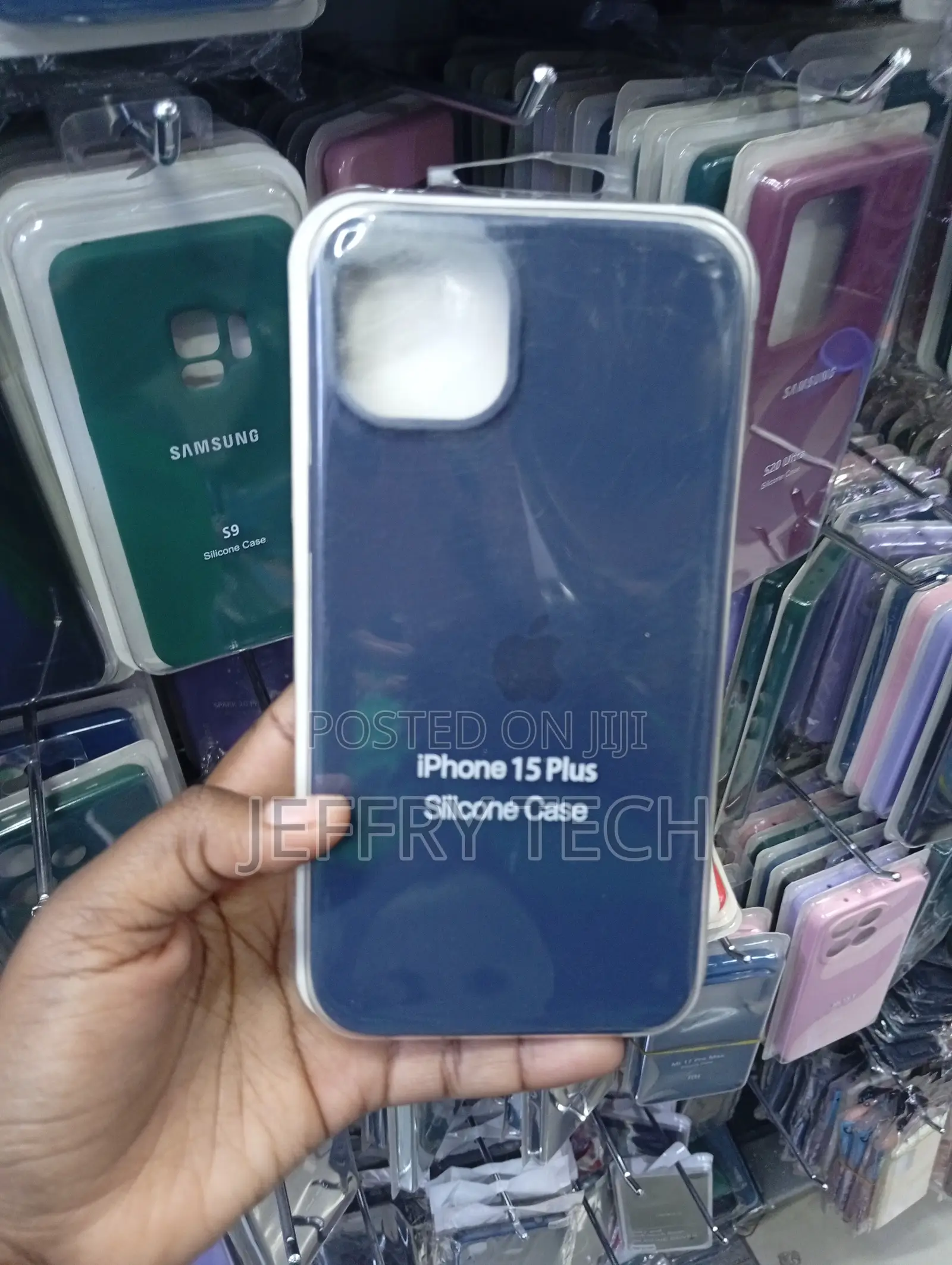 Blue Silicone Phone Case Is Designed for the iPhone 15 Plus.