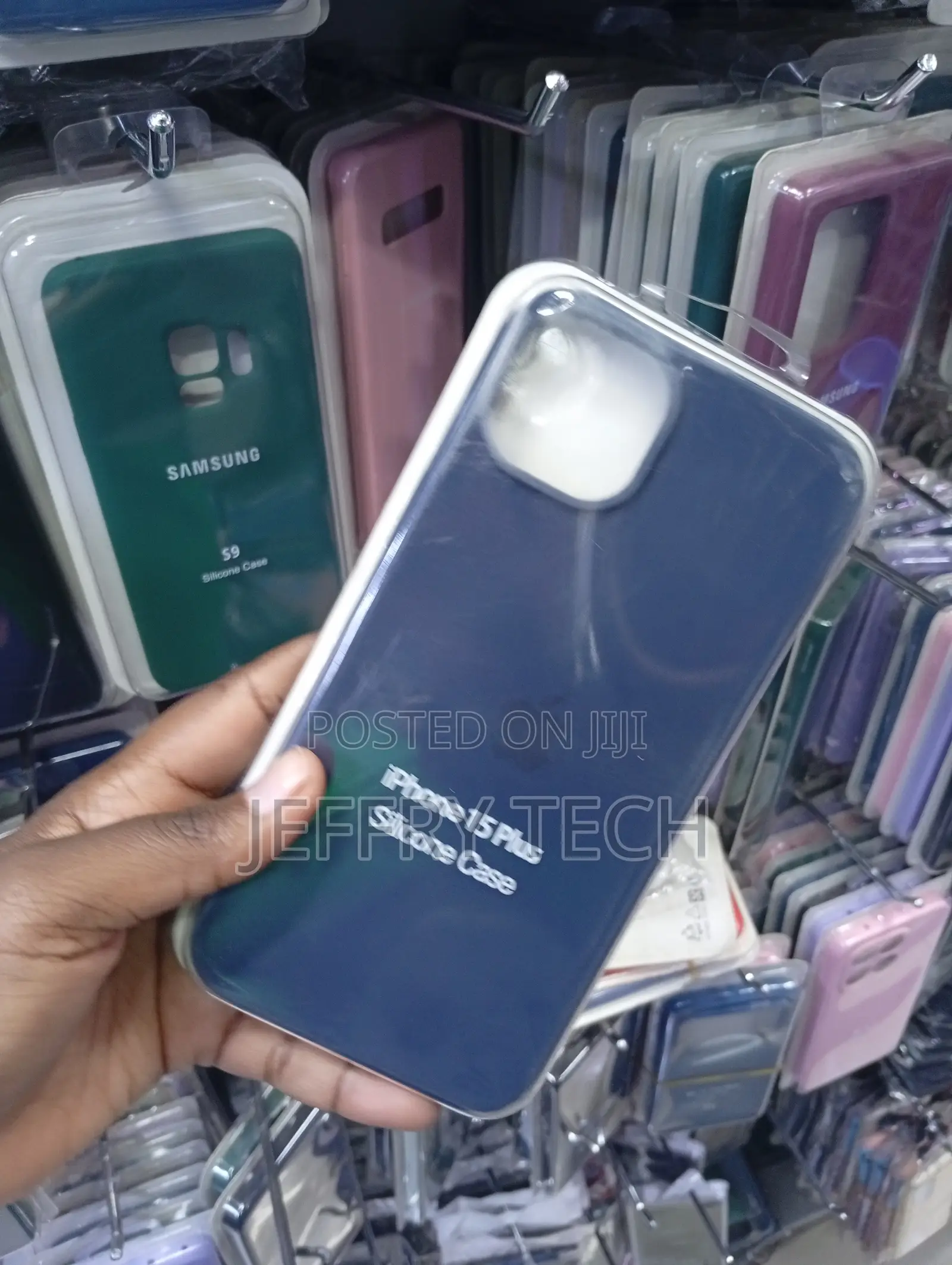 Blue Silicone Phone Case Is Designed for the iPhone 15 Plus.