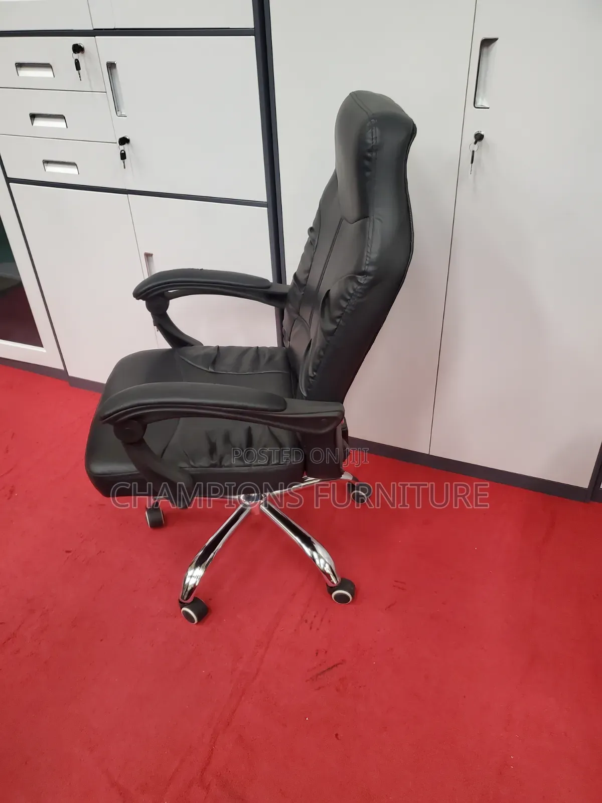 Black Leather Ergonomic Office Chair