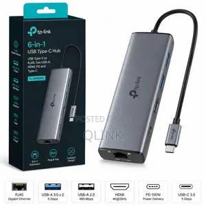 TP-Link 6 Port Hub - USB Type C to RJ 45 Two USB A, HDMI, PD, Type C