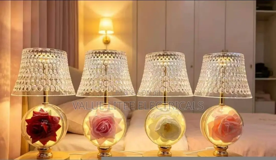 Crystal Table Lamp With Rose Design Elegant Decorative Shade