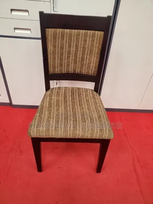 Wooden Dining Chair With Textured Fabric