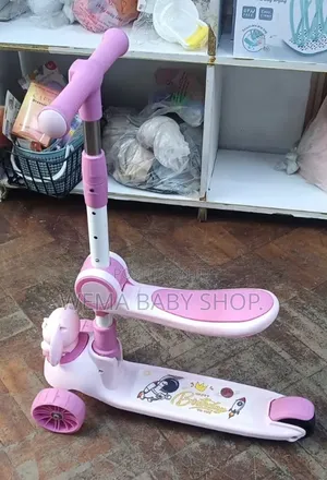 2-in-1 Adjustable Kids Scooter- Foldable/Removable Seat,Music, Lights