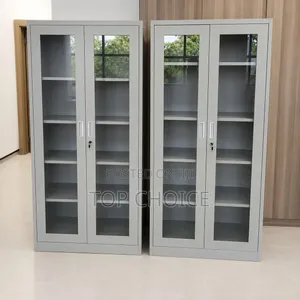 Office Filing Cabinet With Glass Doors | Lockable Storage Cabinet