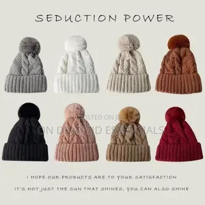 *Winter Knitted Hat Fleece Lined Warm Pure Color Versatile